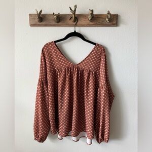 Three Bird Nest Terracotta Patterned Blouse